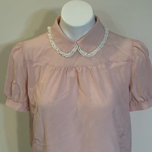 Miu Miu Silk Blouse sz 42 Peter Pan Collar Cottagecore dainty - Picture 11 of 11